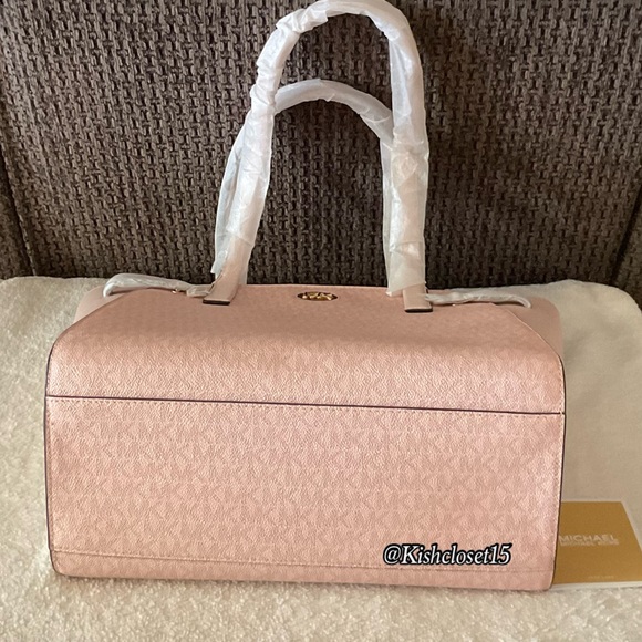 FINAL PRICE‼️ NWT Michael Kors Carmen Large NS Tote Dark Powder Blush - Picture 9 of 17